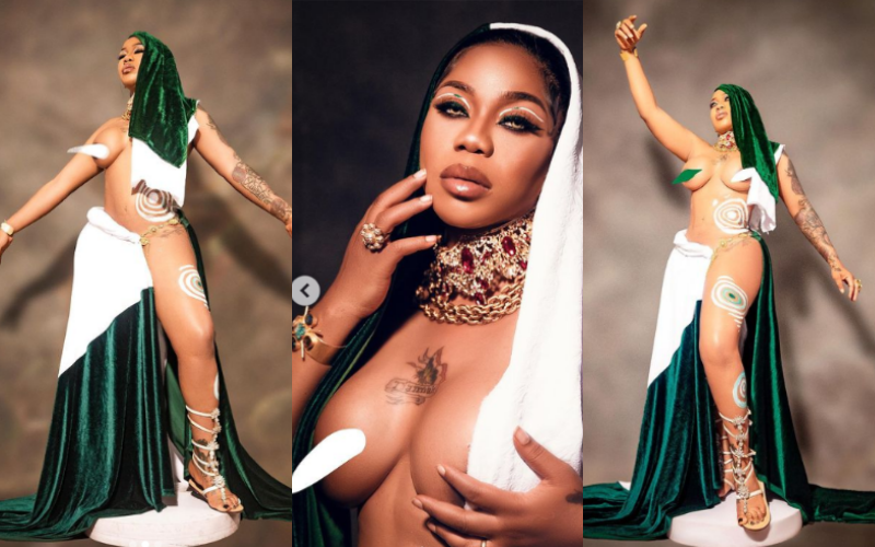 Astonished Photos Toyin Lawani Poses Semi Nude On Independence Day